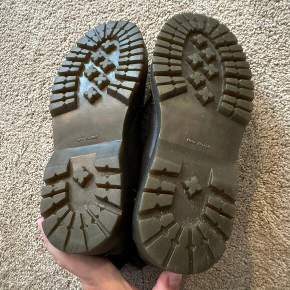 Beaver Creek Chunky Sole Brown Combat Boots w/ Tweed Foldover Upper Size 10 - Picture 12 of 14